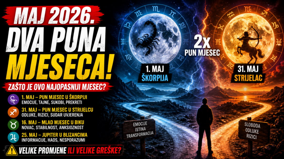 MAJ 2026 DVA PUNA MJESECA DONOSE VRHUNAC EMOCIJA, SUDBINSKE ODLUKE I UNUTRAŠNJI PREOKRET