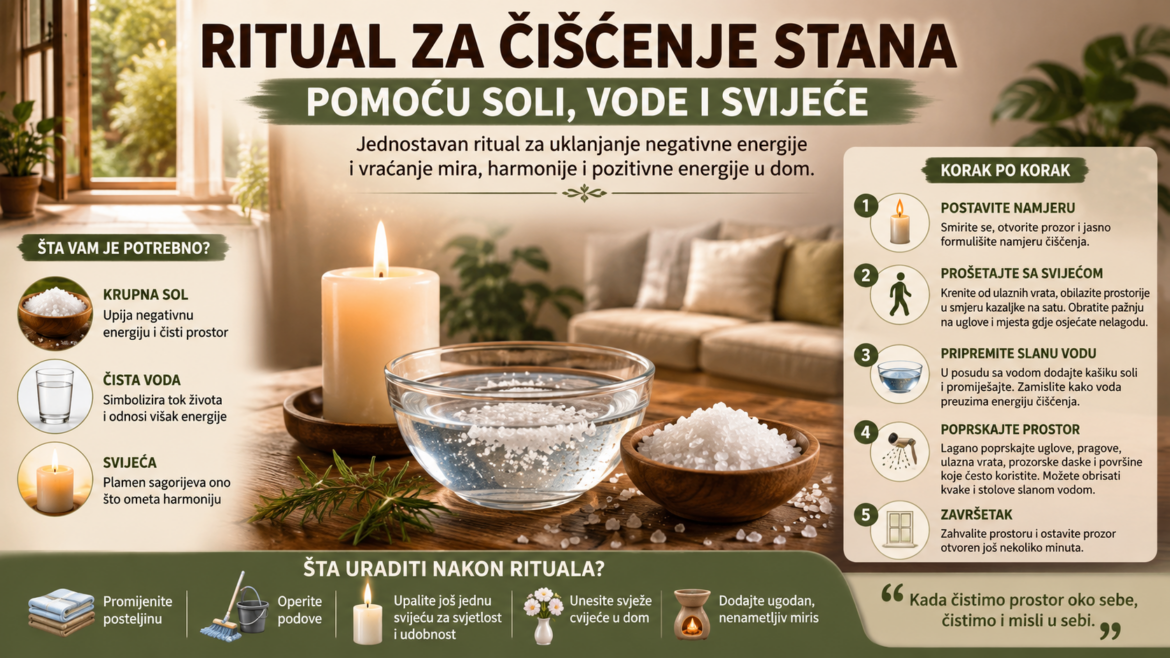 Ritual za čišćenje stana pomoću soli, vode i svijeće
