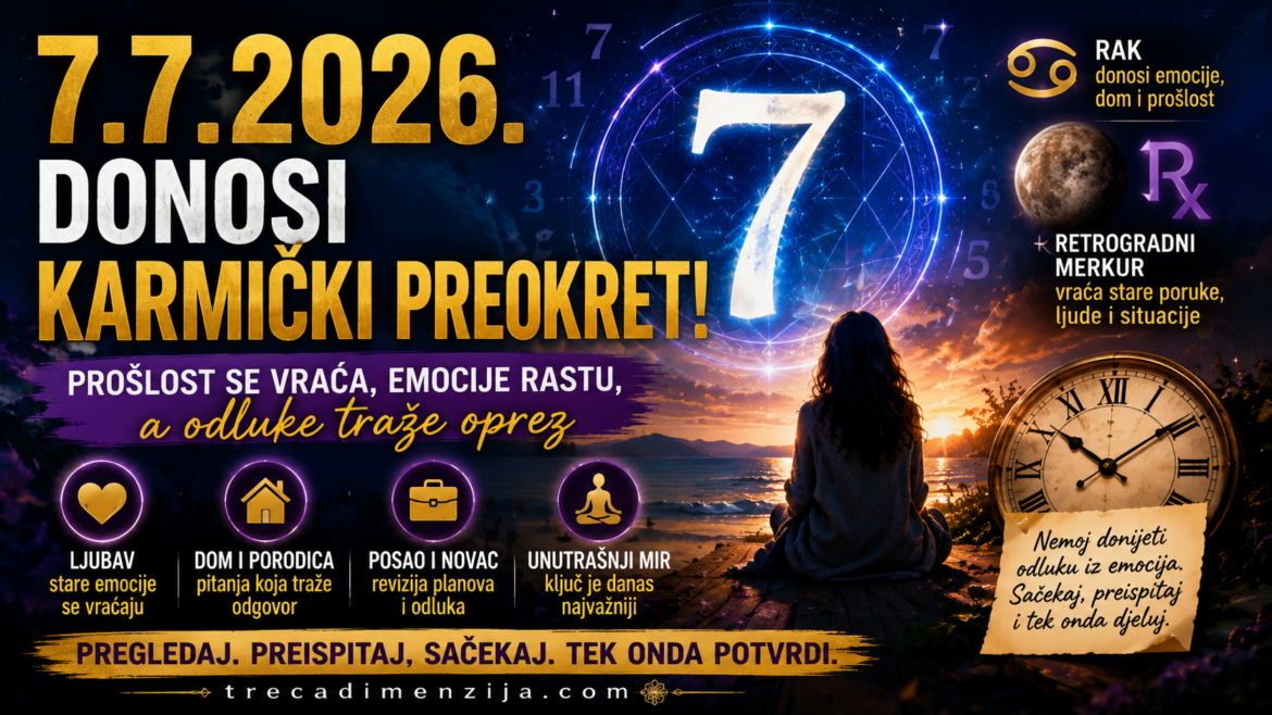 Numerologija 7.7.2026, broj 7, retrogradni Merkur, emocije, prošlost i karmički preokret