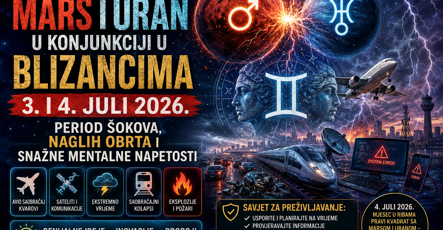 Mars i Uran u Blizancima 3. i 4. jula 2026