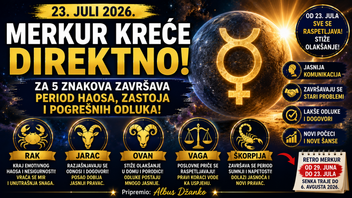 Merkur kreće direktno 23. jula: za 5 znakova završava period haosa, zastoja i pogrešnih odluka